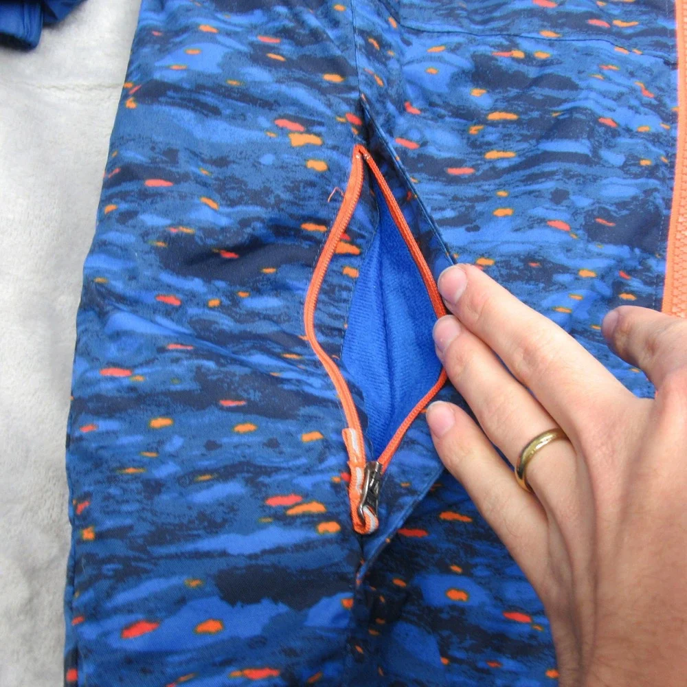 Columbia Jacket Kids Large Blue Thermal Camo Hooded Water‎ Resistant Insulated